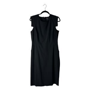 J Crew Sheath Dress Size 12 Black Sleeveless Back Split Pockets Office Career